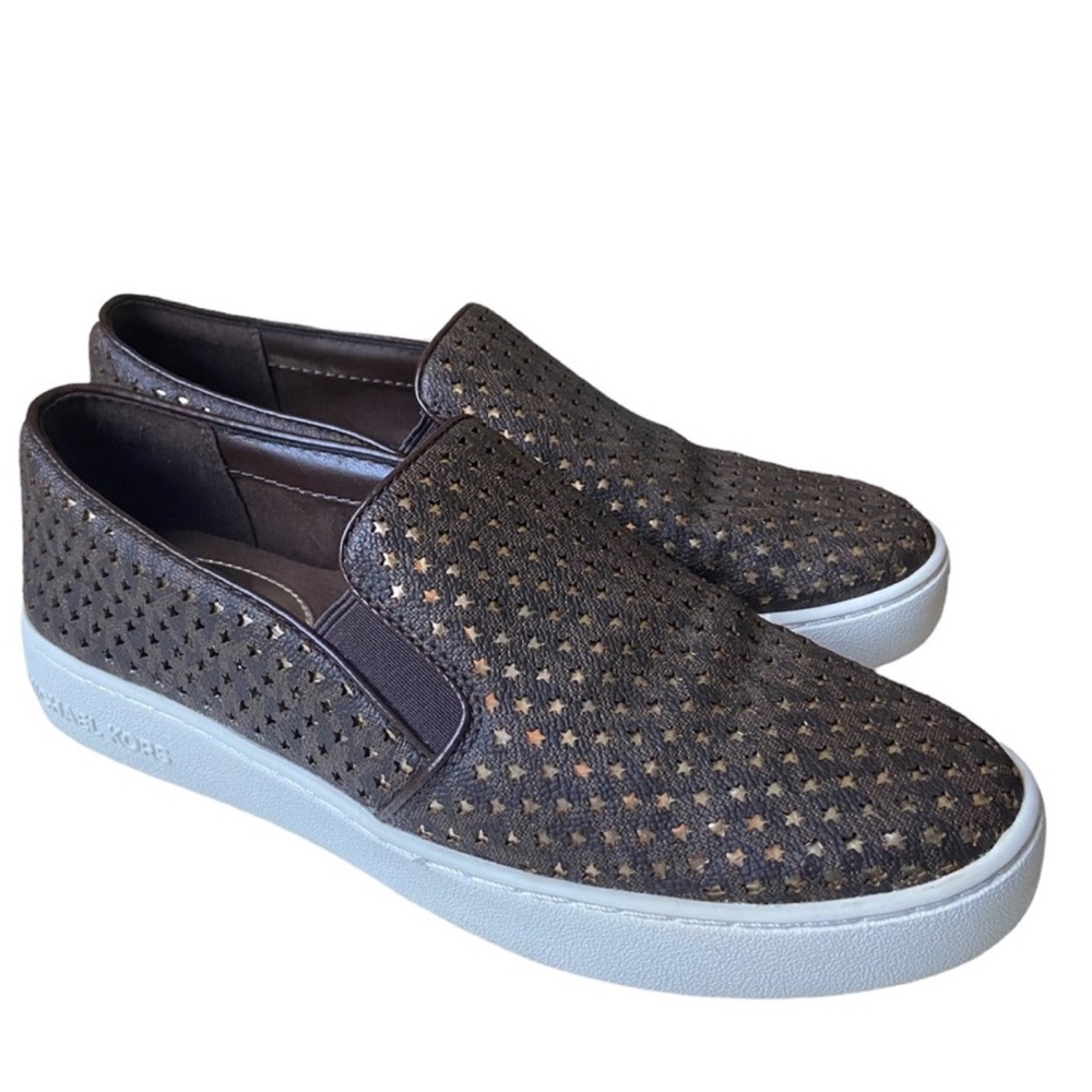 Women's Shoes Michael Kors Keaton Slip On Sneakers brown and gold